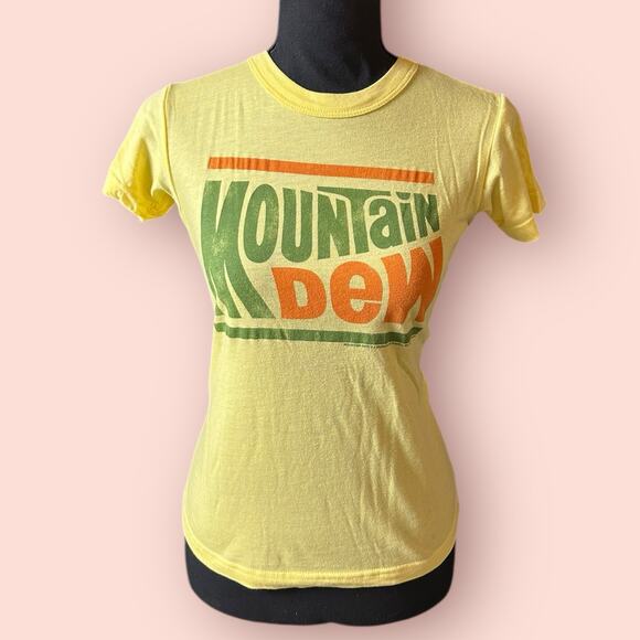 Vtg Y2K Mountain Dew Graphic Baby Tee Shirt Women Small Grunge Scene Mallcore - Picture 1 of 5